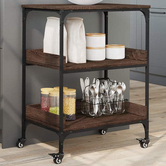 Carrello Cucina Rovere Marrone 60x41x80,5 cm Legno Multistrato - homemem39