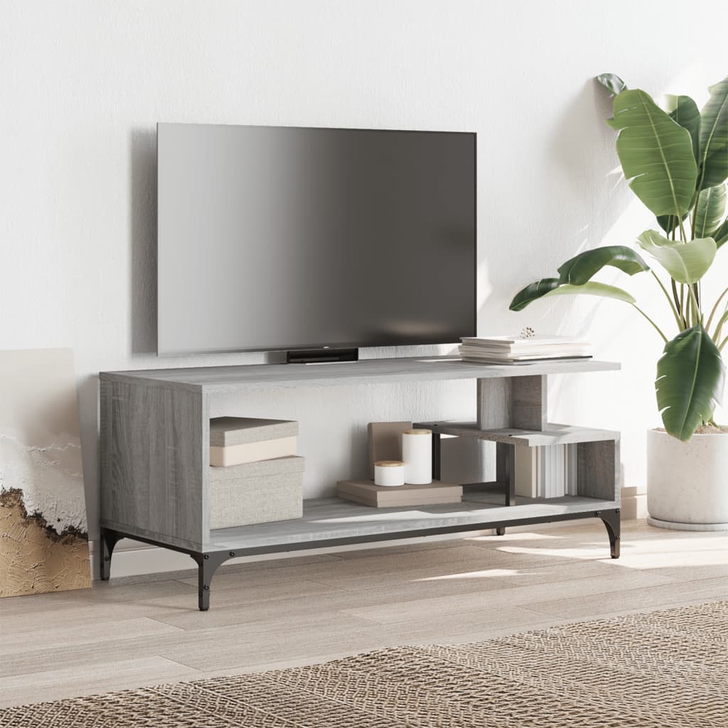 Mobile TV Grigio Sonoma 102x40x41cm Legno e Acciaio a Polvere - homemem39