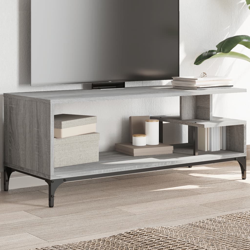 Mobile TV Grigio Sonoma 102x40x41cm Legno e Acciaio a Polvere - homemem39