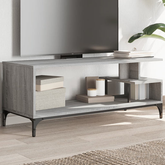 Mobile TV Grigio Sonoma 102x40x41cm Legno e Acciaio a Polvere - homemem39