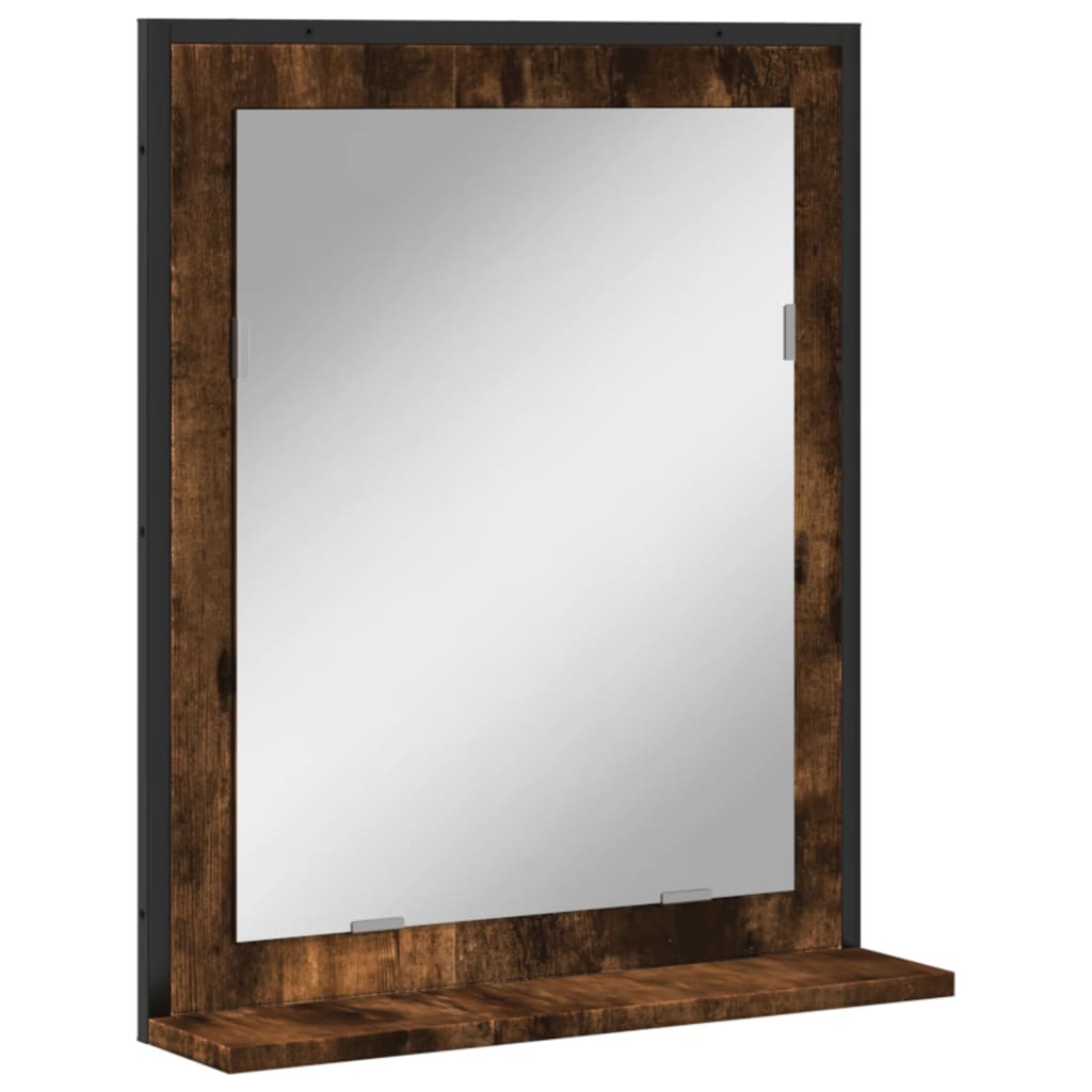 Specchio Bagno con Ripiano Rovere Fumo 50x12x60 cm Multistrato | homemem39