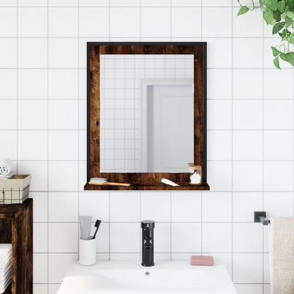 Specchio Bagno con Ripiano Rovere Fumo 50x12x60 cm Multistrato | homemem39