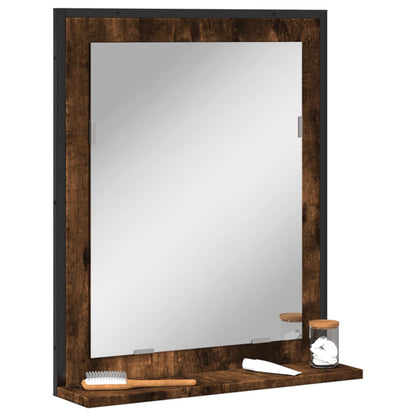 Specchio Bagno con Ripiano Rovere Fumo 50x12x60 cm Multistrato | homemem39