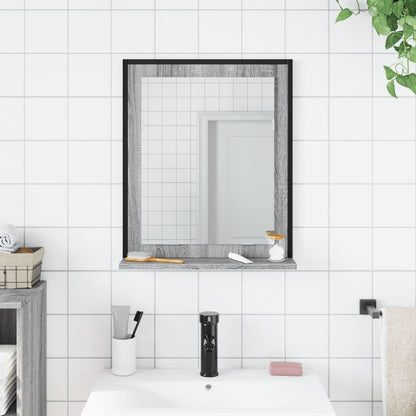 Specchio Bagno con Ripiano Grigio Sonoma 50x12x60cm Multistrato | homemem39