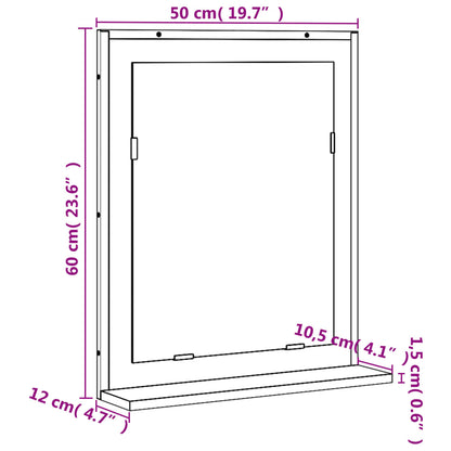 Specchio Bagno con Ripiano Grigio Sonoma 50x12x60cm Multistrato | homemem39