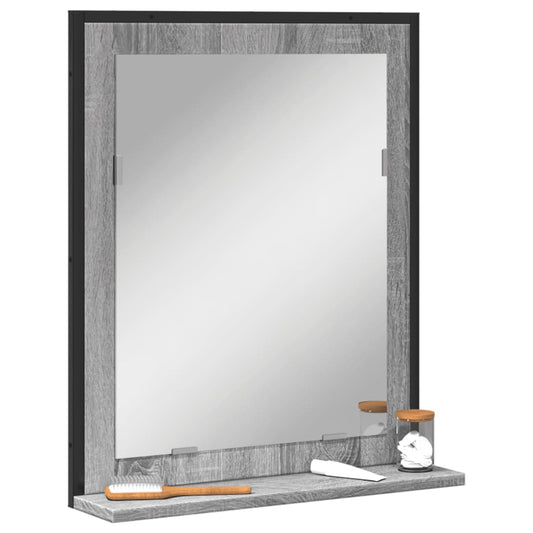 Specchio Bagno con Ripiano Grigio Sonoma 50x12x60cm Multistrato | homemem39