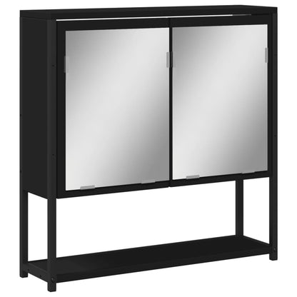 Mobile da Bagno con Specchio Nero 60x16x60 cm Legno Multistrato | homemem39