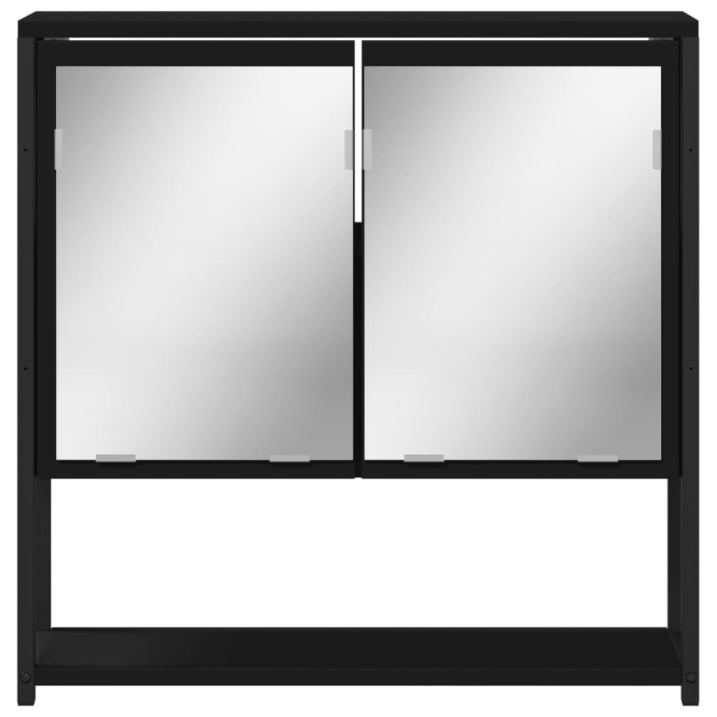 Mobile da Bagno con Specchio Nero 60x16x60 cm Legno Multistrato | homemem39