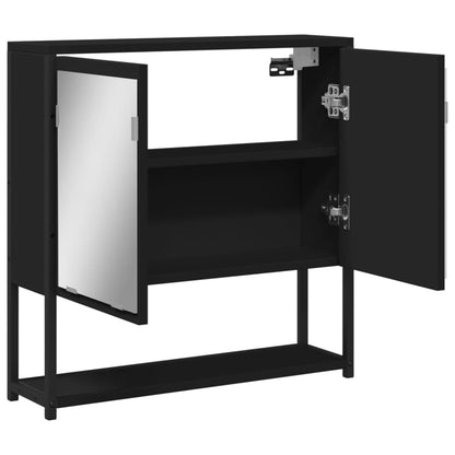 Mobile da Bagno con Specchio Nero 60x16x60 cm Legno Multistrato | homemem39