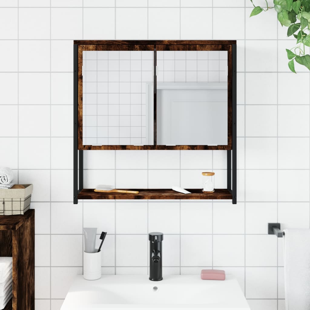 Mobile Bagno Specchio Rovere Fumo 60x16x60 cm Legno Multistrato | homemem39