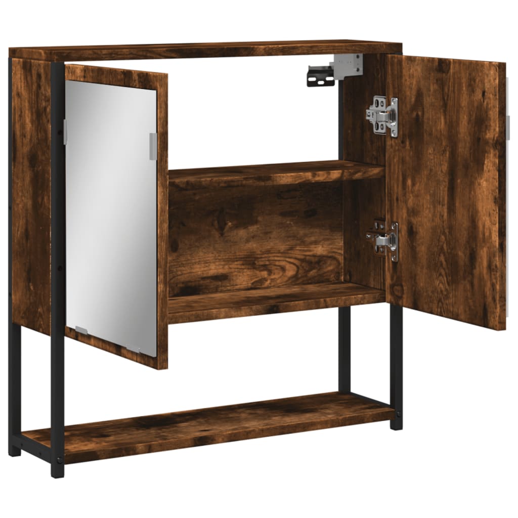 Mobile Bagno Specchio Rovere Fumo 60x16x60 cm Legno Multistrato | homemem39