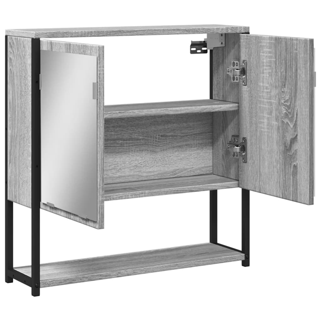 Mobile Specchio da Bagno Grigio Sonoma 60x16x60 cm Multistrato | homemem39