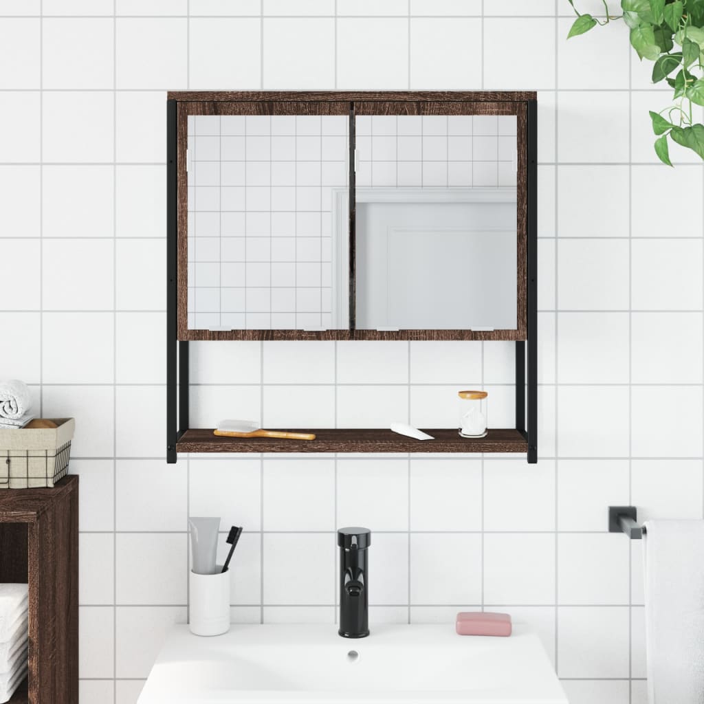 Mobile Bagno Specchio Rovere Marrone 60x16x60 Legno Multistrato - homemem39