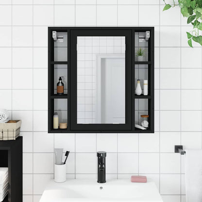 Mobile da Bagno con Specchio Nero 60x16x60 cm Legno Multistrato | homemem39