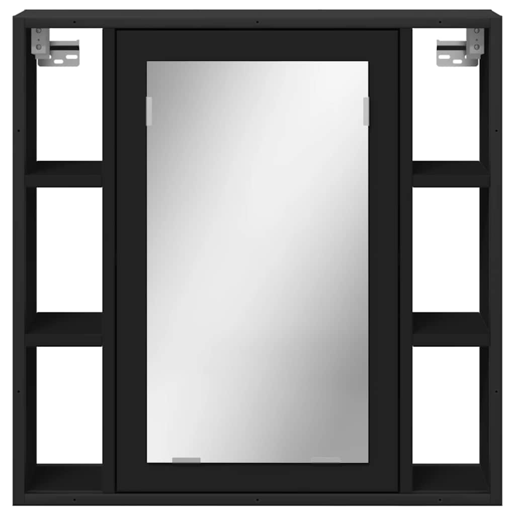 Mobile da Bagno con Specchio Nero 60x16x60 cm Legno Multistrato | homemem39