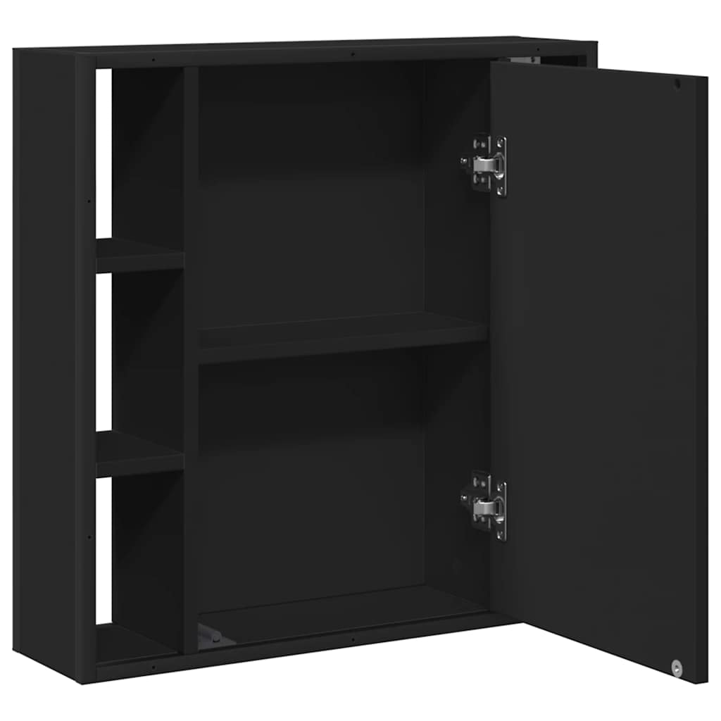 Mobile da Bagno con Specchio Nero 60x16x60 cm Legno Multistrato | homemem39