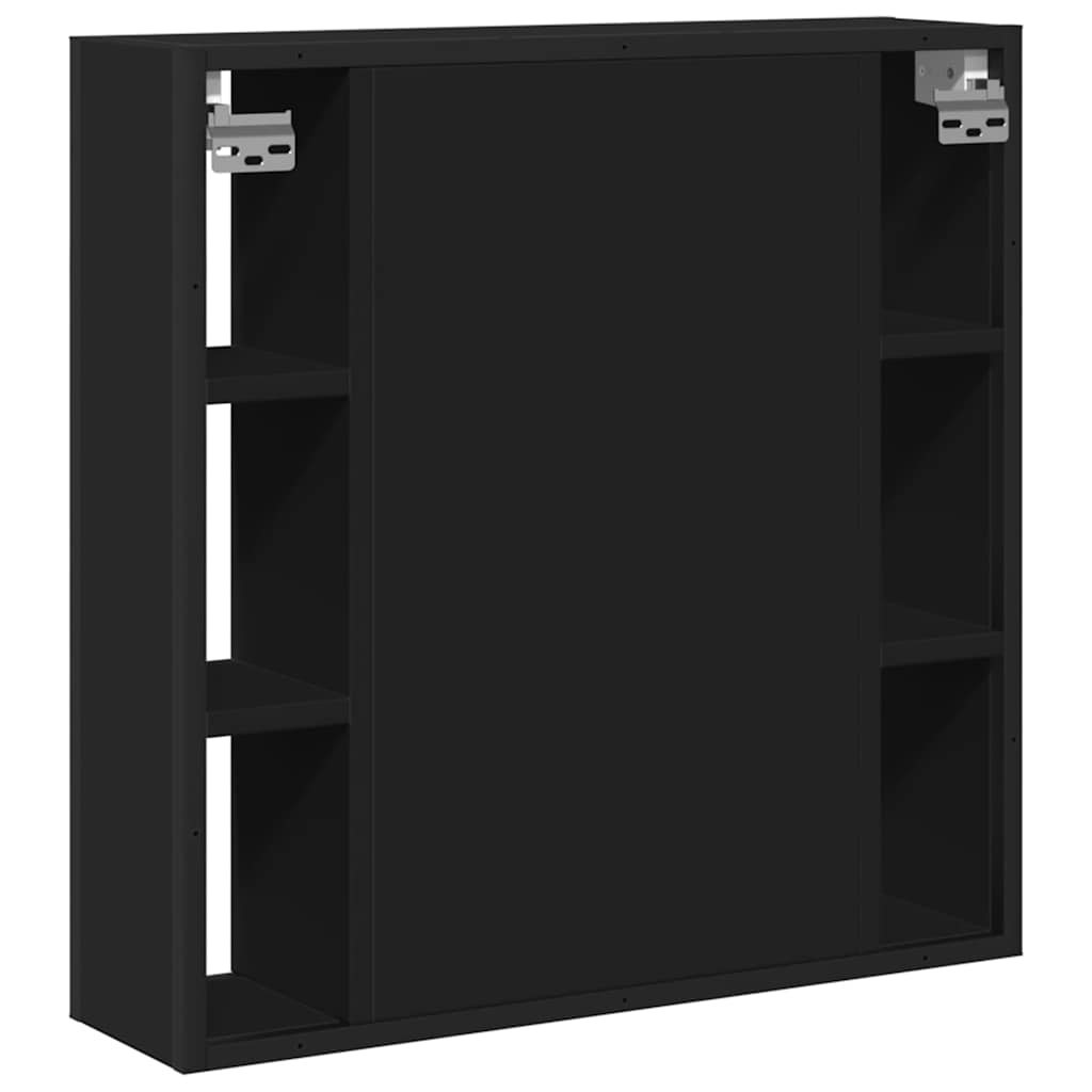 Mobile da Bagno con Specchio Nero 60x16x60 cm Legno Multistrato | homemem39