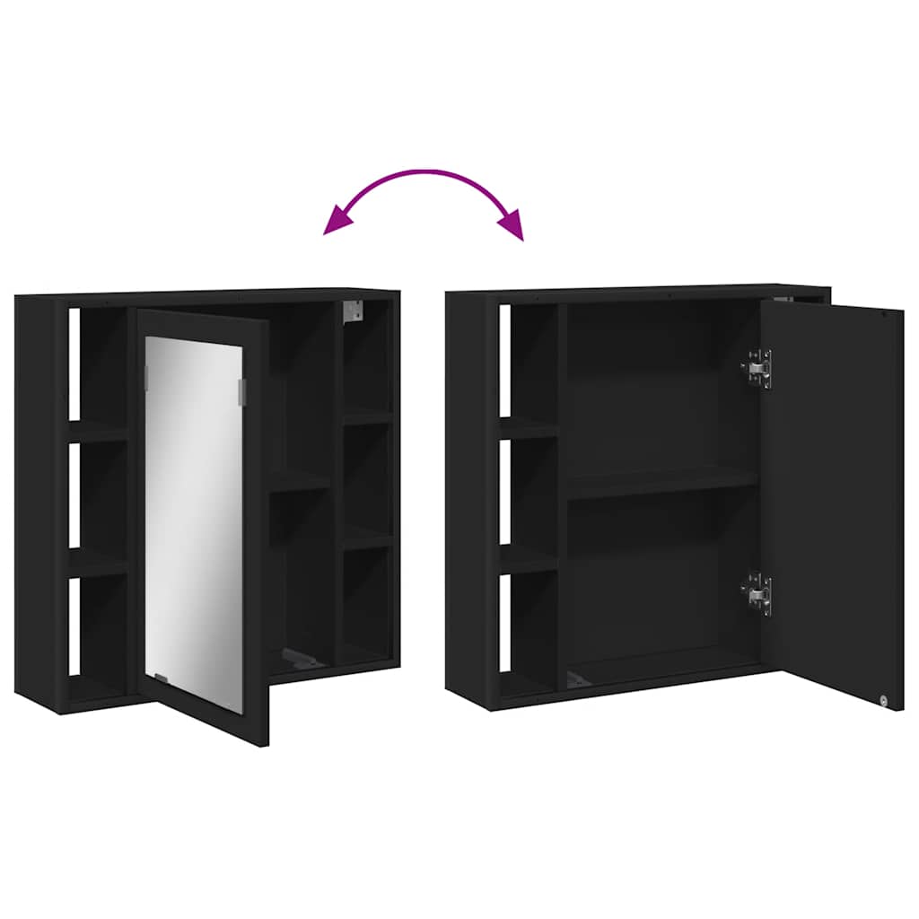Mobile da Bagno con Specchio Nero 60x16x60 cm Legno Multistrato | homemem39