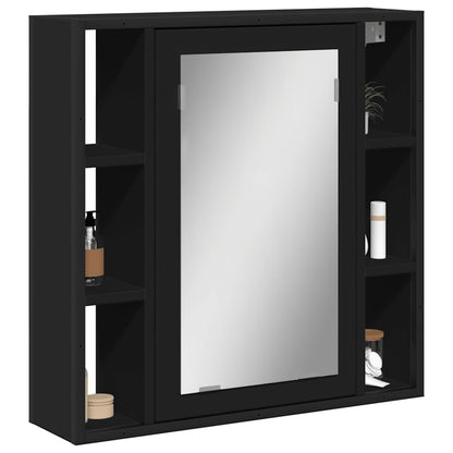 Mobile da Bagno con Specchio Nero 60x16x60 cm Legno Multistrato | homemem39