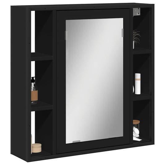 Mobile da Bagno con Specchio Nero 60x16x60 cm Legno Multistrato | homemem39