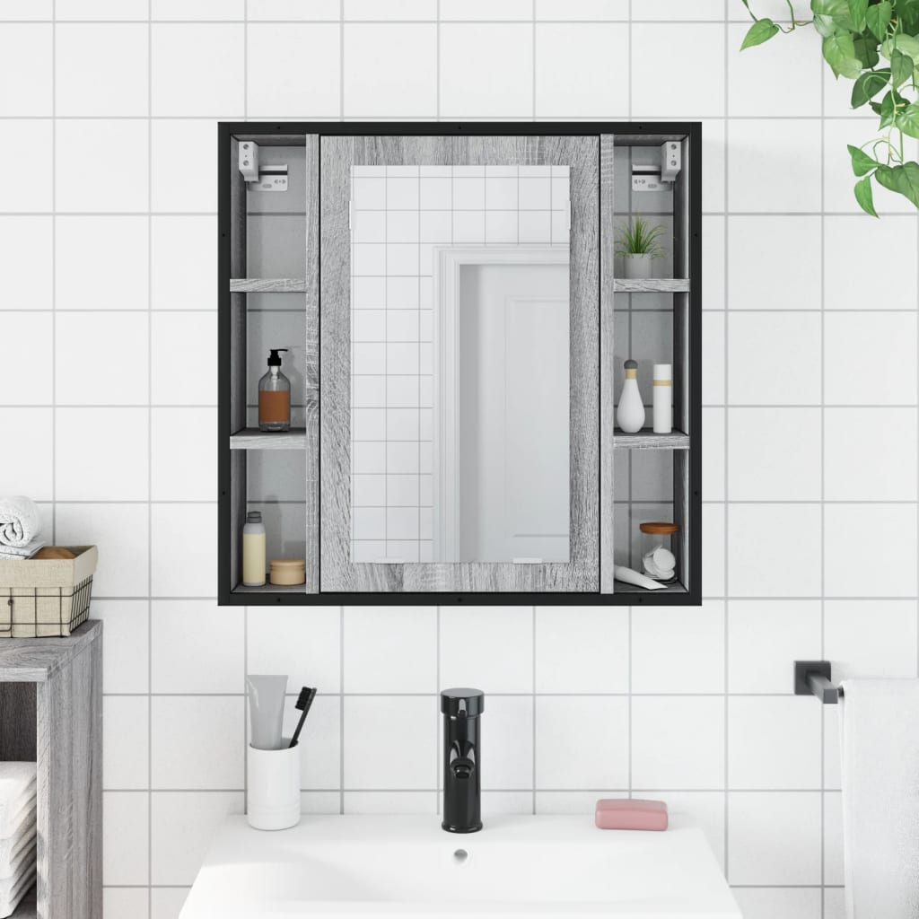 Mobile Specchio da Bagno Grigio Sonoma 60x16x60 cm Multistrato | homemem39