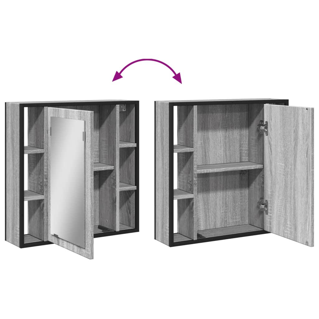 Mobile Specchio da Bagno Grigio Sonoma 60x16x60 cm Multistrato | homemem39