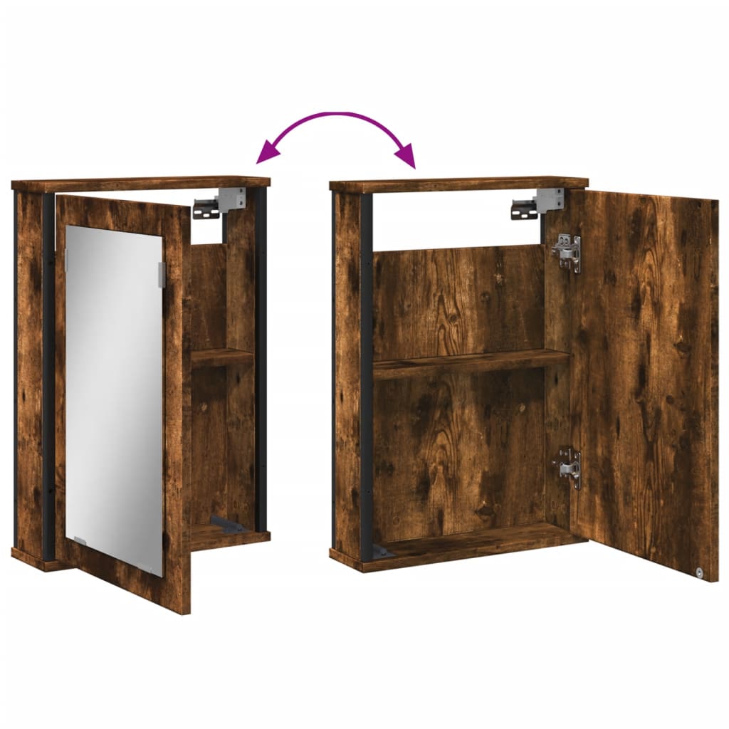 Mobile Bagno Specchio Rovere Fumo 42x12x60 cm Legno Multistrato | homemem39