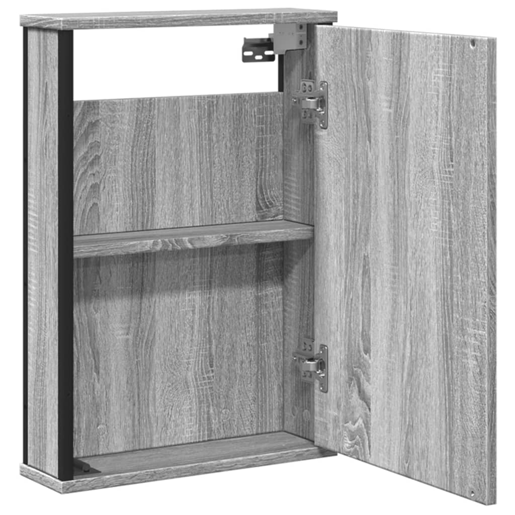 Mobile Specchio da Bagno Grigio Sonoma 42x12x60 cm Multistrato | homemem39