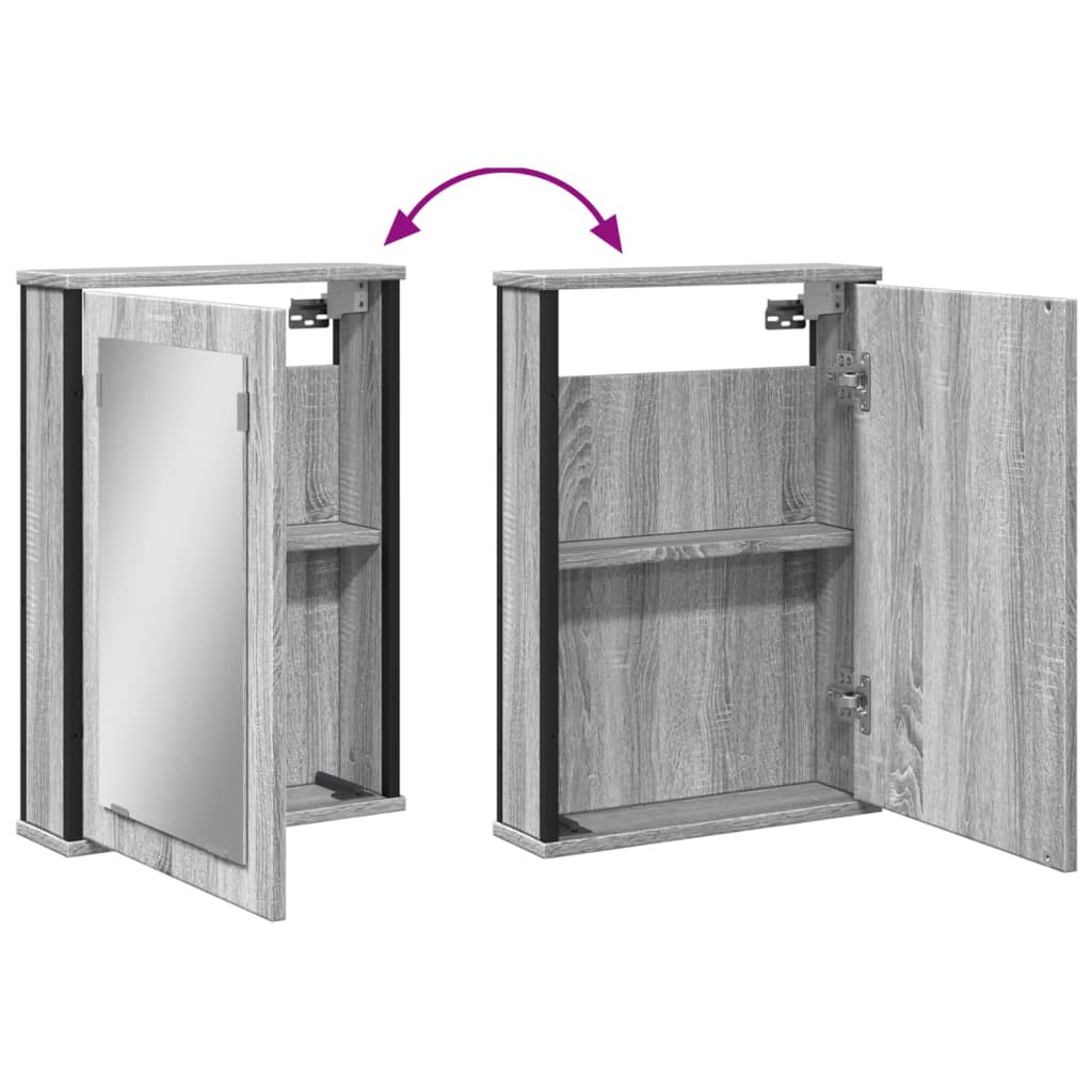 Mobile Specchio da Bagno Grigio Sonoma 42x12x60 cm Multistrato | homemem39