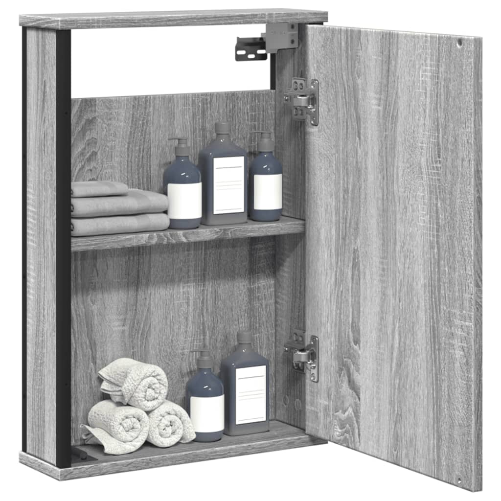 Mobile Specchio da Bagno Grigio Sonoma 42x12x60 cm Multistrato | homemem39