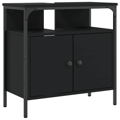 Mobile Lavabo Bagno Nero 60x30x60 cm in Legno Multistrato | homemem39