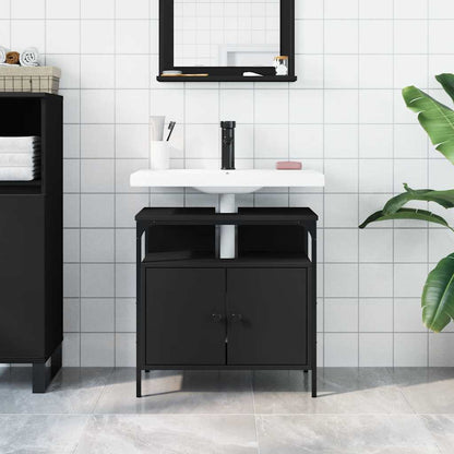 Mobile Lavabo Bagno Nero 60x30x60 cm in Legno Multistrato | homemem39