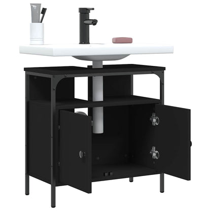 Mobile Lavabo Bagno Nero 60x30x60 cm in Legno Multistrato | homemem39
