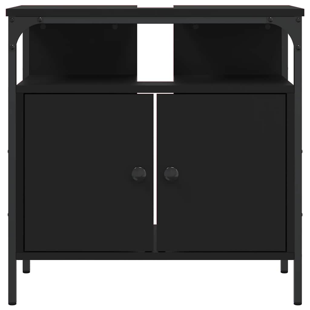 Mobile Lavabo Bagno Nero 60x30x60 cm in Legno Multistrato | homemem39