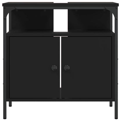 Mobile Lavabo Bagno Nero 60x30x60 cm in Legno Multistrato | homemem39