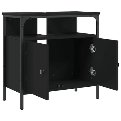 Mobile Lavabo Bagno Nero 60x30x60 cm in Legno Multistrato | homemem39