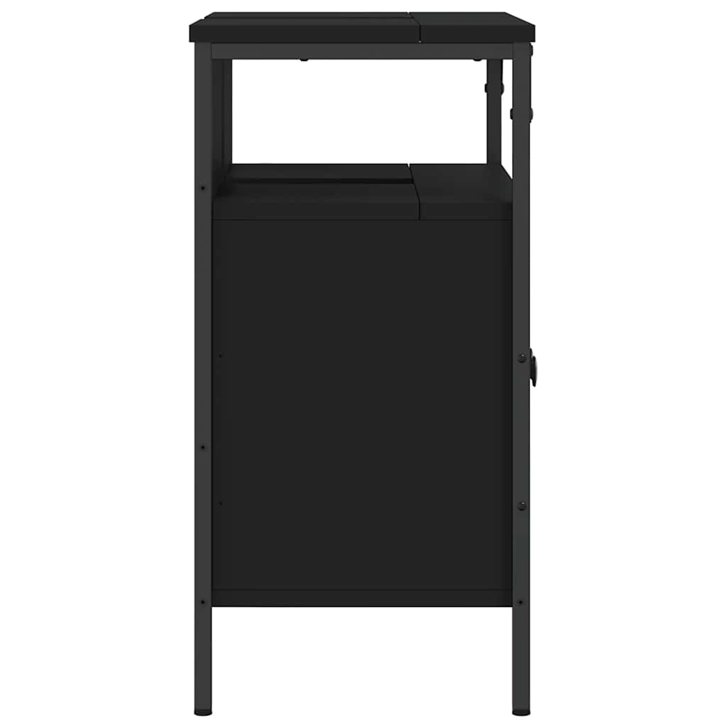 Mobile Lavabo Bagno Nero 60x30x60 cm in Legno Multistrato | homemem39