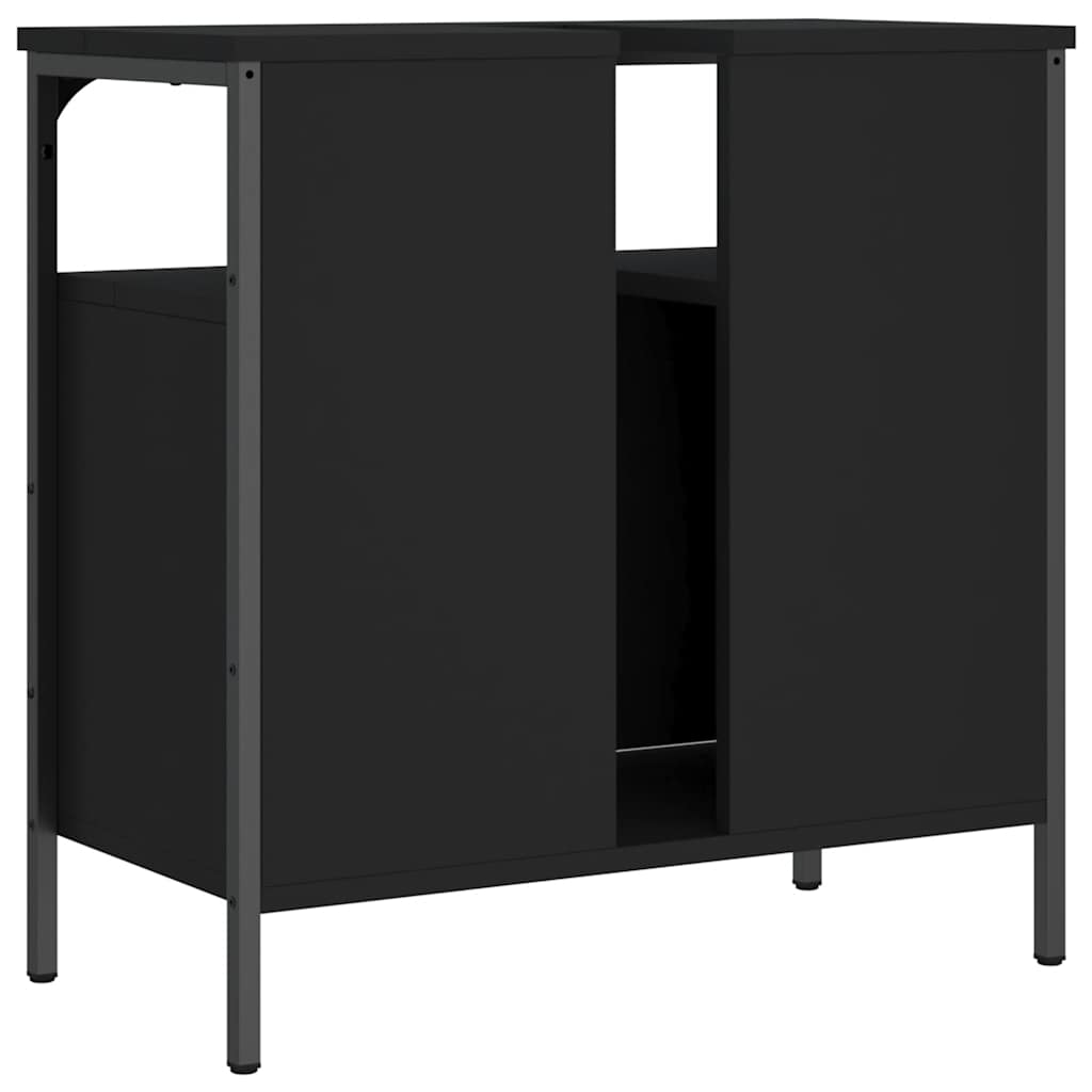 Mobile Lavabo Bagno Nero 60x30x60 cm in Legno Multistrato | homemem39