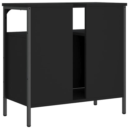 Mobile Lavabo Bagno Nero 60x30x60 cm in Legno Multistrato | homemem39