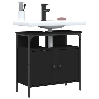 Mobile Lavabo Bagno Nero 60x30x60 cm in Legno Multistrato | homemem39
