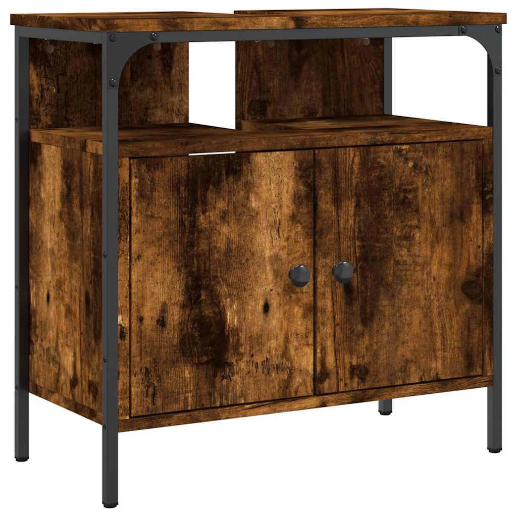 Mobile Lavabo Bagno Rovere Fumo 60x30x60 cm Legno Multistrato | homemem39