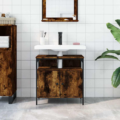 Mobile Lavabo Bagno Rovere Fumo 60x30x60 cm Legno Multistrato | homemem39