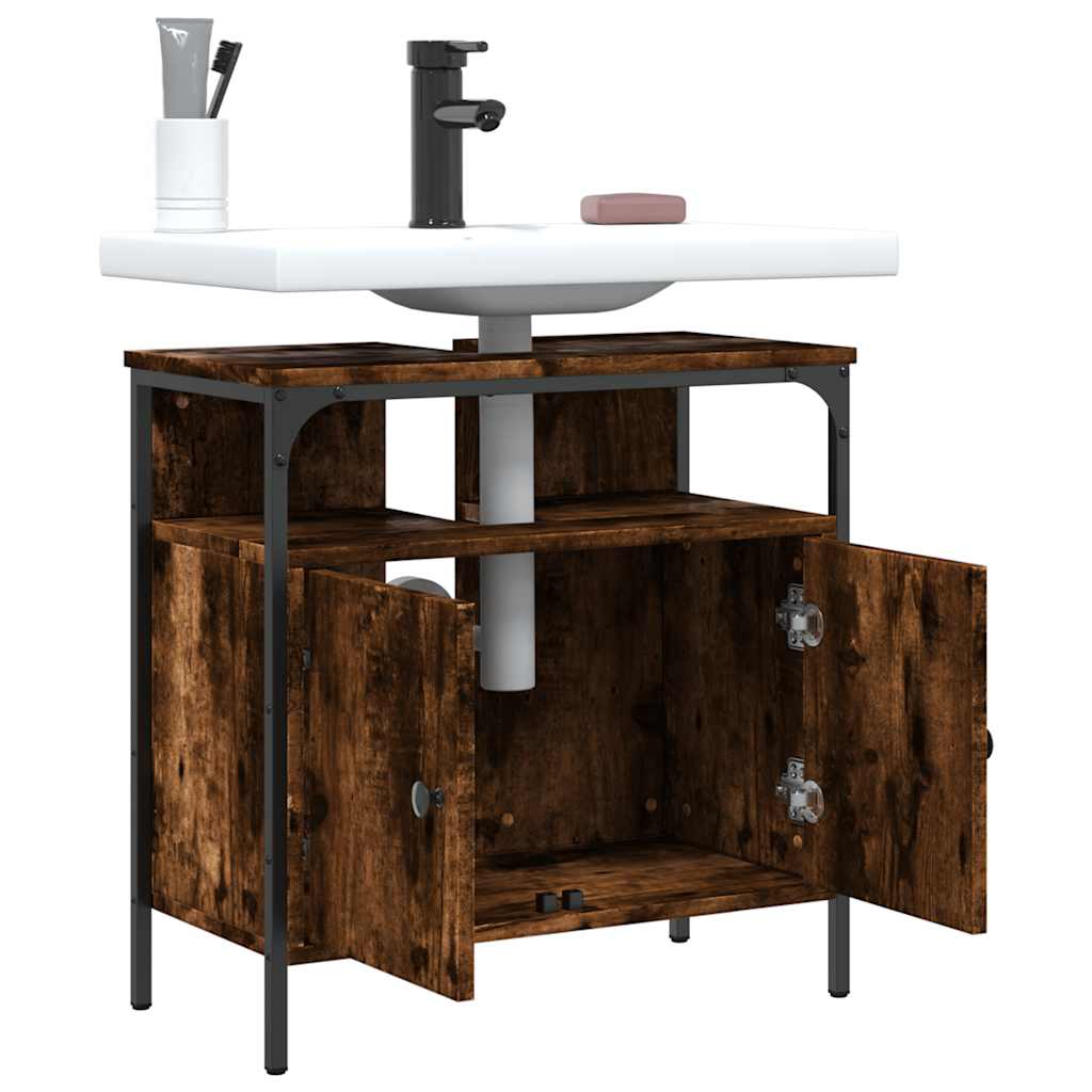 Mobile Lavabo Bagno Rovere Fumo 60x30x60 cm Legno Multistrato | homemem39