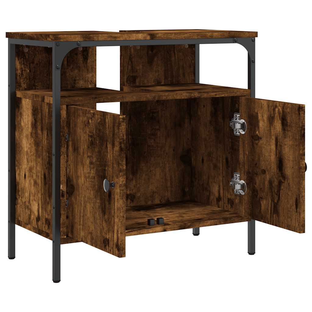 Mobile Lavabo Bagno Rovere Fumo 60x30x60 cm Legno Multistrato | homemem39