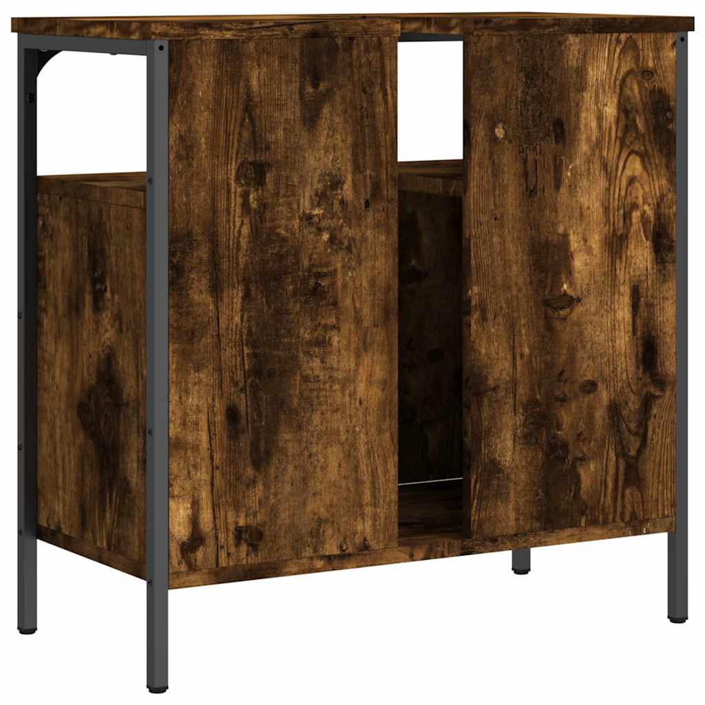 Mobile Lavabo Bagno Rovere Fumo 60x30x60 cm Legno Multistrato | homemem39