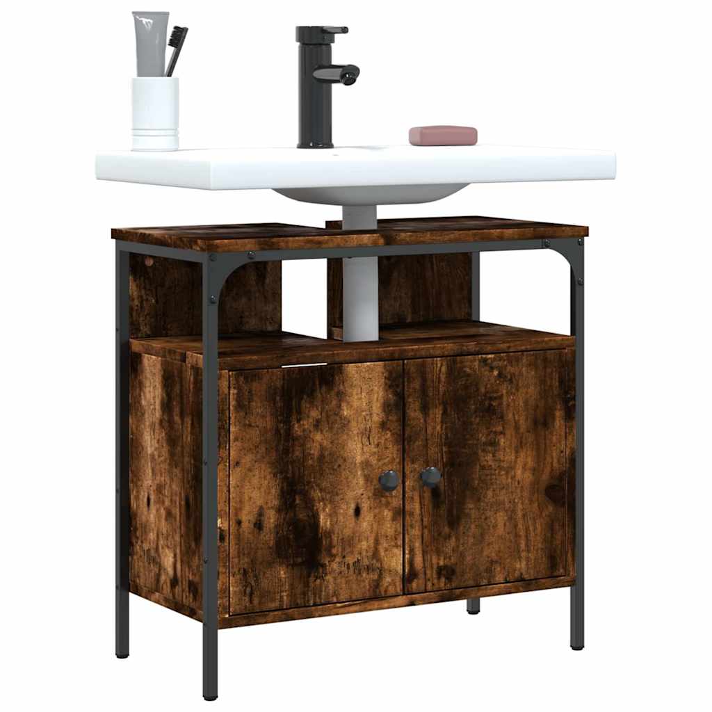 Mobile Lavabo Bagno Rovere Fumo 60x30x60 cm Legno Multistrato | homemem39