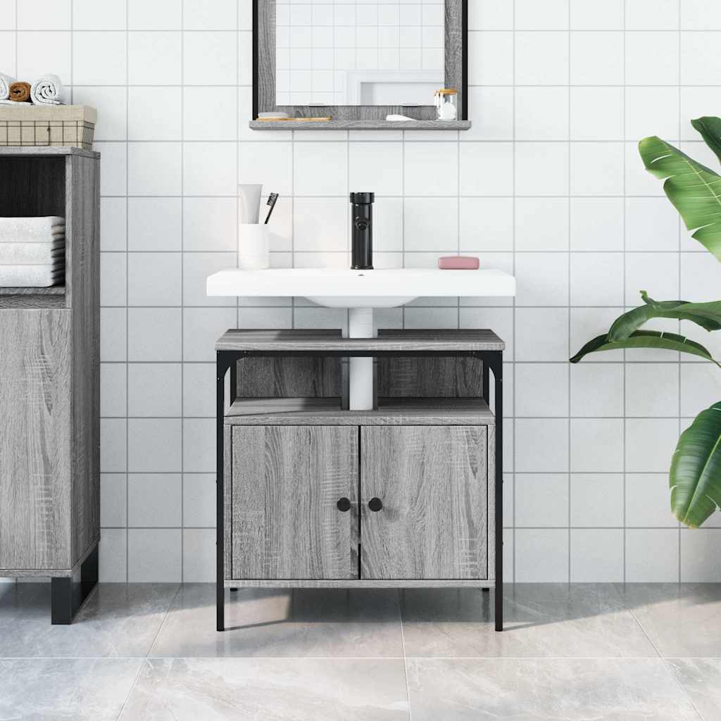 Mobile Lavabo Bagno Grigio Sonoma 60x30x60 cm Legno Multistrato - homemem39