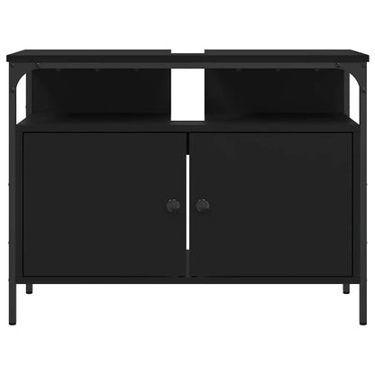 Mobile Lavabo Bagno Nero 80x30x60 cm in Legno Multistrato | homemem39
