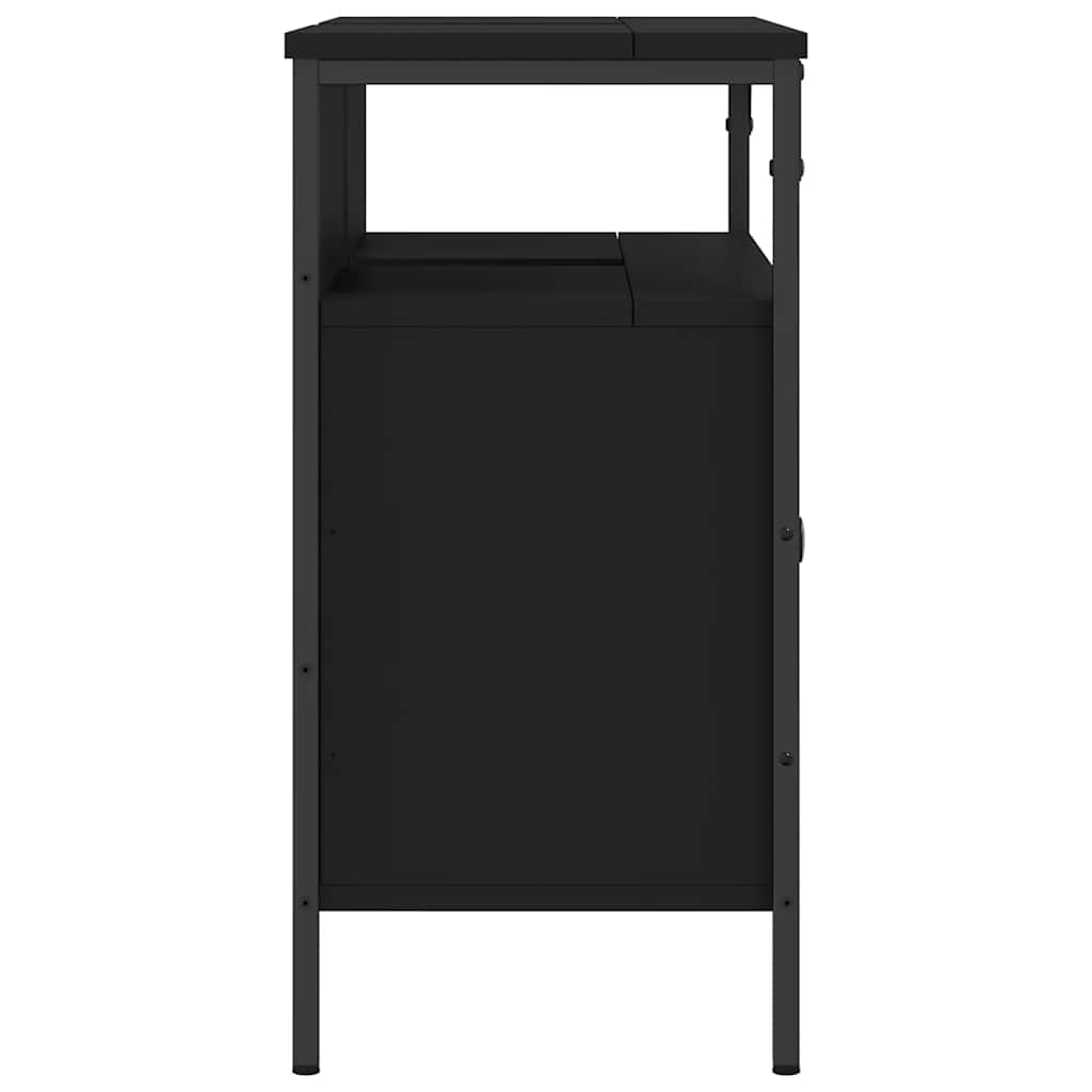 Mobile Lavabo Bagno Nero 80x30x60 cm in Legno Multistrato | homemem39