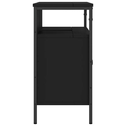 Mobile Lavabo Bagno Nero 80x30x60 cm in Legno Multistrato | homemem39